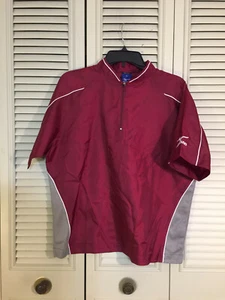 MIZUNO Youth 1/4 Zip Burgundy Lightweight Windbreaker Pullover Baseball Shirt L - Picture 1 of 6