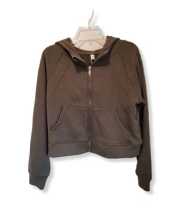 Laslulu Hoodie Olive Green Full Zip Long Sleeve Ultra Soft Short Size S NEW - Picture 1 of 5