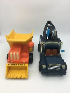 Vintage Fisher-Price Toys - Husky Dump Truck w/ Shovel 302 & Power Tow Truck 338 - Picture 1 of 9