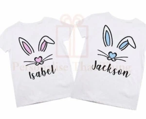 Easter bunny personalised name matching family rabbit Tshirts - Picture 1 of 3