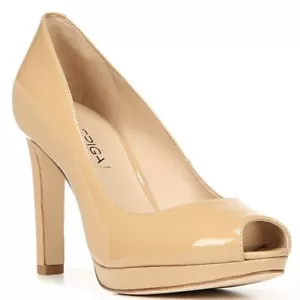 NUEVO EN CAJA Via Spiga Brandy Peep Toe Tacones Nude Beige Talla 7 - Imagen 1 de 15