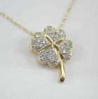2Ct Round Lab Created Diamond Clover Pendant 14K Yellow Gold Plated Free Chain