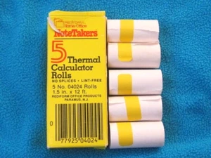 5 Rediform #04024 Thermal Calculator Rolls 1.5" w x 12' ft - Afbeelding 1 van 2