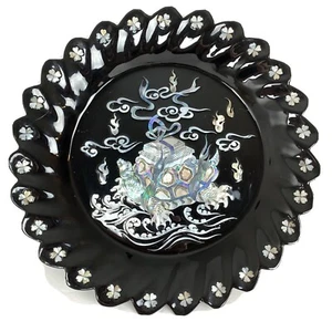 Asian Plate mystical turtle decorative resin tray black 11.5” - Picture 1 of 10