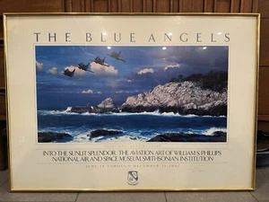 Signed William Phillips 1987 Blue Angels Poster Aviation Art - Picture 1 of 5