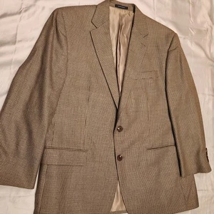 Ralph Lauren Blazer Men 46 R Silk Wool Blend Houndstooth Sport Coat Buisness Lux - Picture 1 of 13