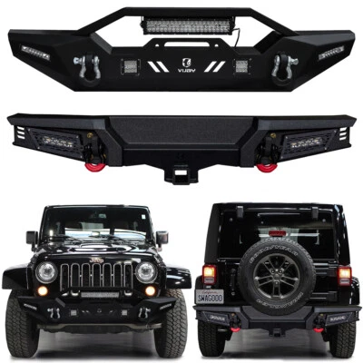 Vijay For 2007-2018 Jeep Wrangler JK Front or Rear Bumper with LED Lights&D-Ring - Image 1 of 4