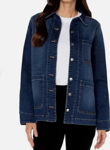 Chaqueta de granero para mujer bien usada con tres bolsillos de parche, denim, XL nueva con etiquetas - Imagen 1 de 3
