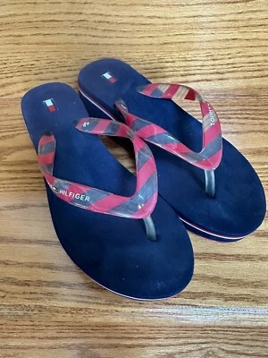Sandália plataforma feminina Tommy Hilfiger tamanho 6 M azul marinho flip flop - Imagem 1 de 4