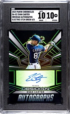 2023 Panini Chronicles Obsidian Evan Carter ETCH GREEN /5 SGC 10 w/10 AUTO (4/5) - Image 1 of 2
