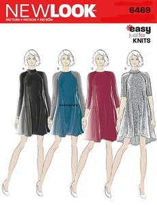 NEW LOOK 6469 MISSES' EASY JUST 4 KNITS DRESS  Sewing pattern Sizes 8 - 20 - Picture 1 of 4