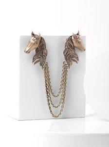 Vintage Antiguo Oro Dúo Caballo Broche Elegante Ecuestre Hombres Joyería Pieza - Imagen 1 de 7