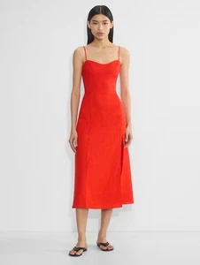 NWT Aritzia WILFRED Barrafina Linen Dress Poppy Red 12 - Bild 1 von 9