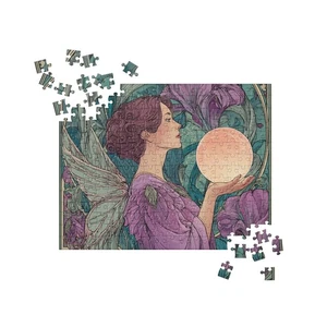 Art Nouveau Vintage Style Fairy Puzzle Moon and Flowers Fantasy Jigsaw - Picture 1 of 7