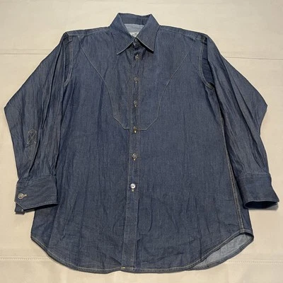 Camisa King Ranch El Patron Hombres Texas Níquel Botón Denim Jean Western Rodeo-M- Foto 1 de 4