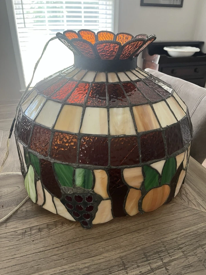 "Hermosa luz de techo colgante de vitral de frutas estilo Tiffany de 18""" Foto 1 de 1