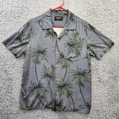 Camisa DEUS EX MACHINA Hombres Pequeña Gris Palmeras Campamento Cuello Lazo Rayón Viscosa Foto 1 de 4