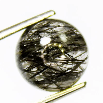 Natural Black Rutile Quartz Cabochon In Round Shape 4.70 Carats 10x10x6 mm Size - Image 1 of 4
