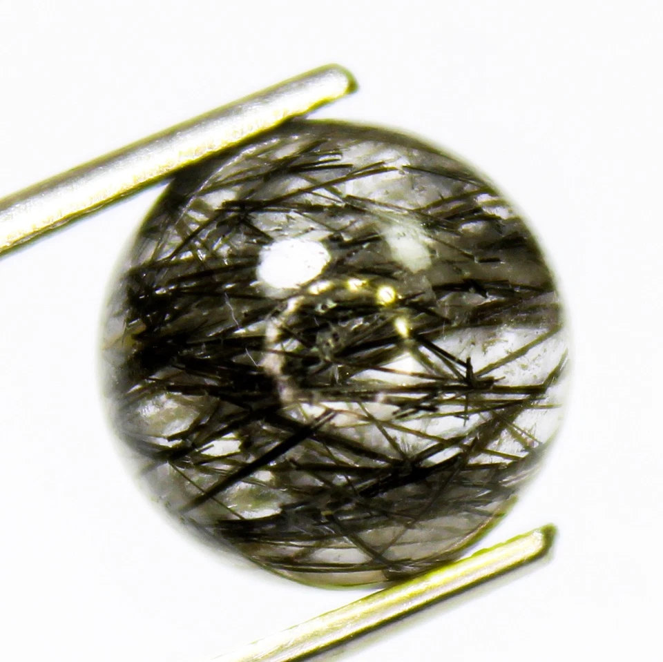 Natural Black Rutile Quartz Cabochon In Round Shape 4.70 Carats 10x10x6 mm Size - Image 1 of 4