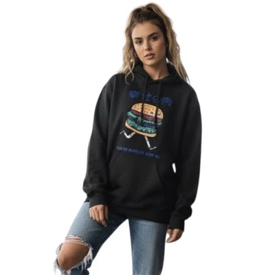 Женская толстовка с капюшоном Gildan Tokio Burger Run '86 Sm Small аниме пуловер флисовый черный - Изображение 1 из 4