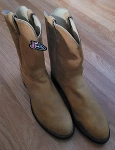 Justin Tan/ Brown Leather Work Cowboy Boots Size 10.5 D - Picture 1 of 7