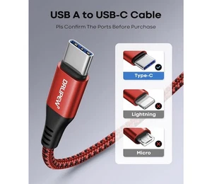 Type C Cable Fast Charging (3ft-3inch), USB to USB C Cable Braided Charger Cord - Picture 1 of 5