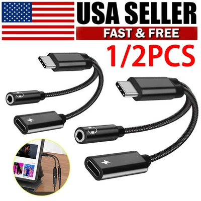 Cable Cargador Adaptador Conector Auriculares Audio AUX Audio 2 en 1 Tipo-C USB C a 3.5mm Nuevo Foto 1 de 4