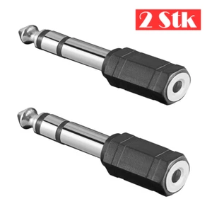 2 Stk Audio-Adapter 6,3mm-Stereo-Klinkenstecker auf 3,5mm-Stereo-Klinkenkupplung - Bild 1 von 3