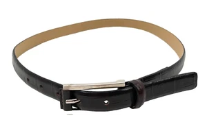 Banana Republic Women's M Genuine Leather Belts Black Silver Square Buckle croc - Picture 1 of 11