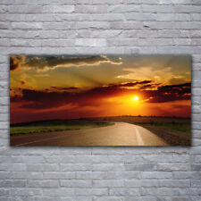Print on Glass Wall art 120x60 Picture Image Sunset Road Landscape