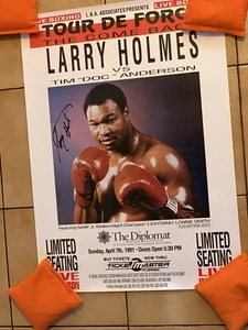 1991 Larry Holmes Vs. Tim Anderson Signed Boxing Poster Rare Original GTP ALL - Picture 1 of 4