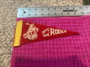 VTG Bucking Bronco SOUVENIR OF THE RODEO Flag BANNER Pennant COWBOY - Ship Fast - Picture 1 of 5