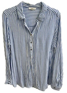 Beach Lunch Lounge Collection Size Large Tunic Long Sleeve Blue&White Striped - Picture 1 of 12