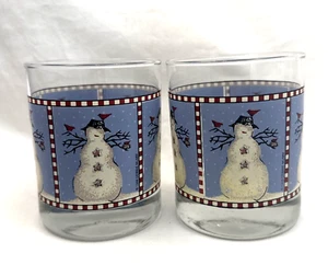 Anchor Hocking Debbie Mum Snowmen Glasses 12oz. Set Of 2 - Picture 1 of 5