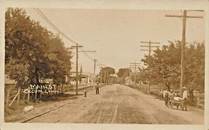 Occum CT Main Street View Children With Cart Real Photo Postcard - Picture 1 of 2