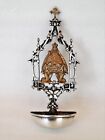 Antique Silver Plated Brass Holy Water Font, 19th c.