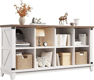 8 Cube Storage Organizer, White Book Shelf with Storage, Cube Shelf for Bedroom - Picture 1 of 23