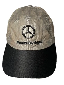 VTG Mercedes-Benz Hat Cap Silver Metallic Faux Leather Unisex Adjust. Strap NWOT - Picture 1 of 7
