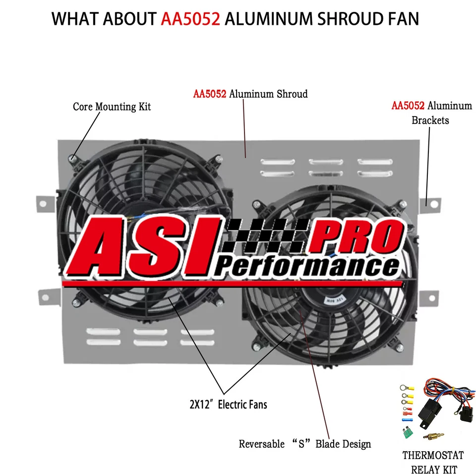 CUBIERTA + VENTILADORES ELÉCTRICOS 2x12" para Chevy Chevelle Impala Biscayne Bel Air 1963-1968 Foto 1 de 4