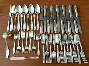 Vintage 1847 Rogers Silverplate Flatware Set 67 pieces and Lady Doris SPlate - Picture 1 of 8