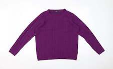 ISLE Womens Purple Striped Acrylic Pullover Sweatshirt Size 12