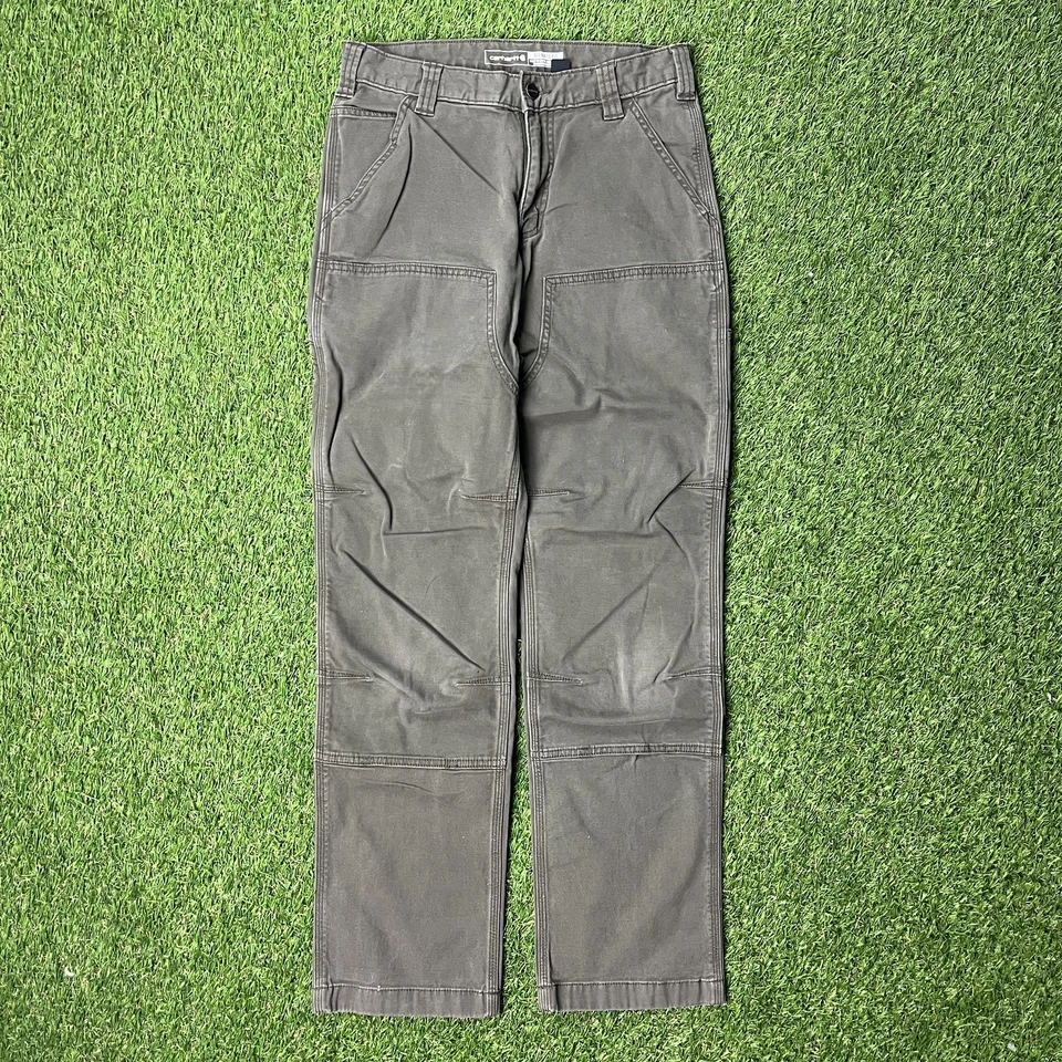 Брюки плотника Carhartt свободного покроя с двойным коленом мужские 30x32 зеленая рабочая одежда  - Изображение 1 из 4