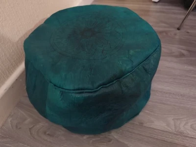 Handmade Moroccan Jade Green Pouffe Genuine Leather Poufe Pouf Footstool New - Image 1 of 4