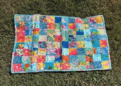 colorful cotton patchwork throw rug - Image 1 of 3