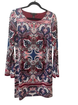 INC женщин средний платье бордовый коралл Periwinkle пейсли изысканный #5728 - Изображение 1 из 4