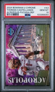 2024 Bowman University Acropolis Thomas Castellanos Fuchsia Ref /150 PSA 10 - Picture 1 of 2