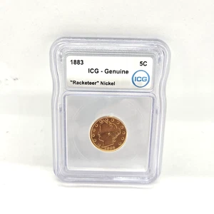 1883 Liberty V "Racketeer" Nickel Type 1 No Cents ICG Genuine Gold Plated Coin - Picture 1 of 14