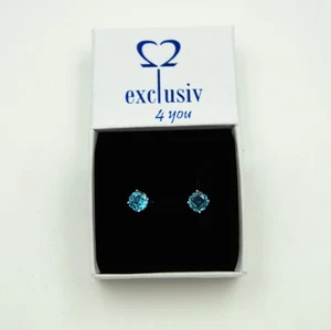 Turmalin Ohrringe Stecker Ozeanblau rund 7mm Paraiba Edelsteine in Rosenschliff - Bild 1 von 8