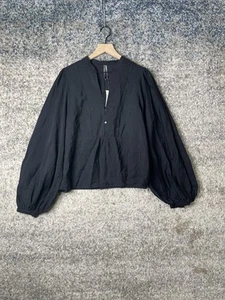 By Anthropologie Puff-Sleeve Textured Blouse Black Women’s Size Medium - Picture 1 of 13