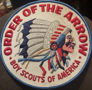 BSA Order of the Arrow Large Round Patch Vtg Boy Scouts Native American Chief 5” - Picture 1 of 2